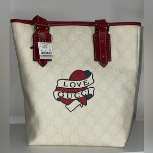 Gucci Heart Tattoo Tote Bucket Bag Handbag  Love Gucci